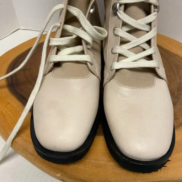 Maryam Nassir Zadeh lace Up Vanilla Leather Combat Boots
